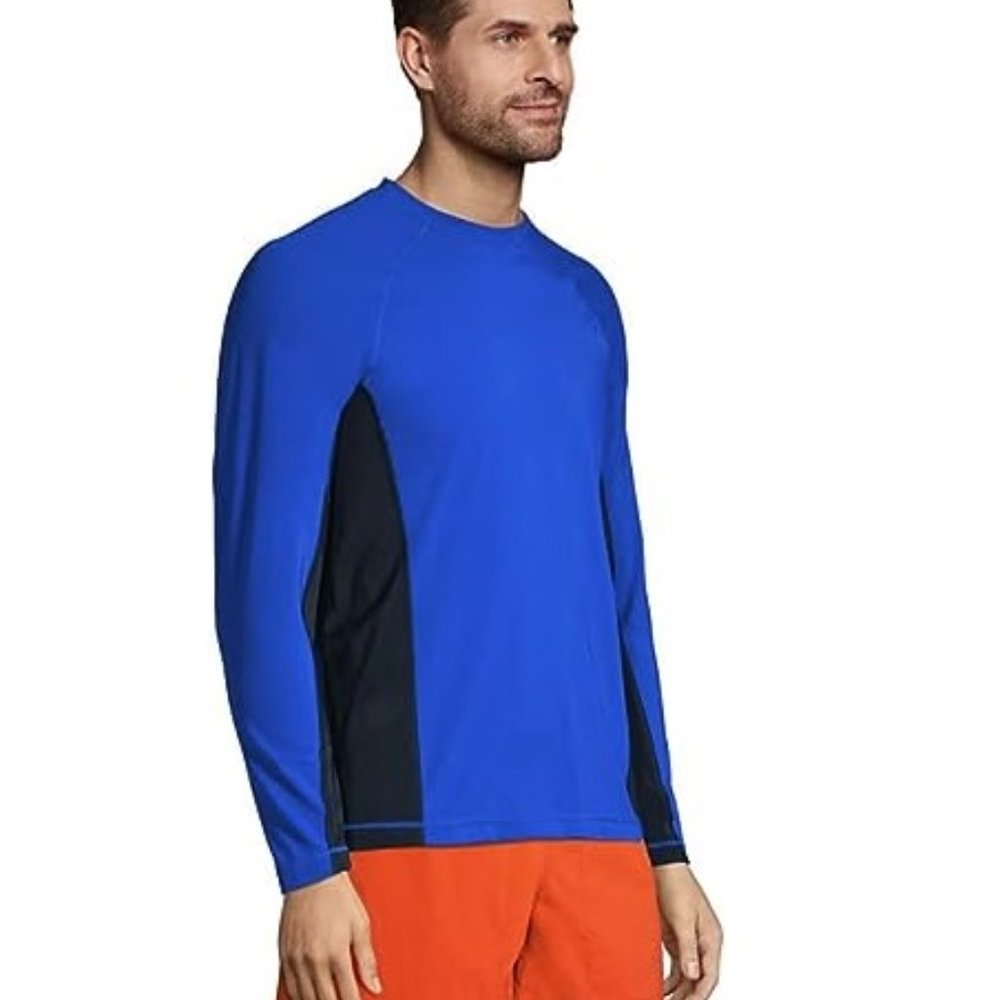 NWT Lands' End Men's Crew Neck Long Sleeve Rash Guard UPF 50 L $60 FLI155 - Picture 3 of 5